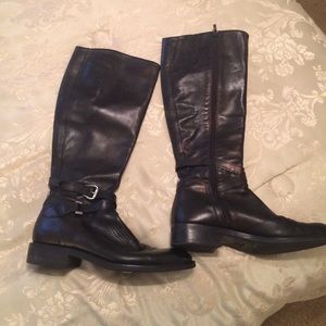 Black leather riding boots